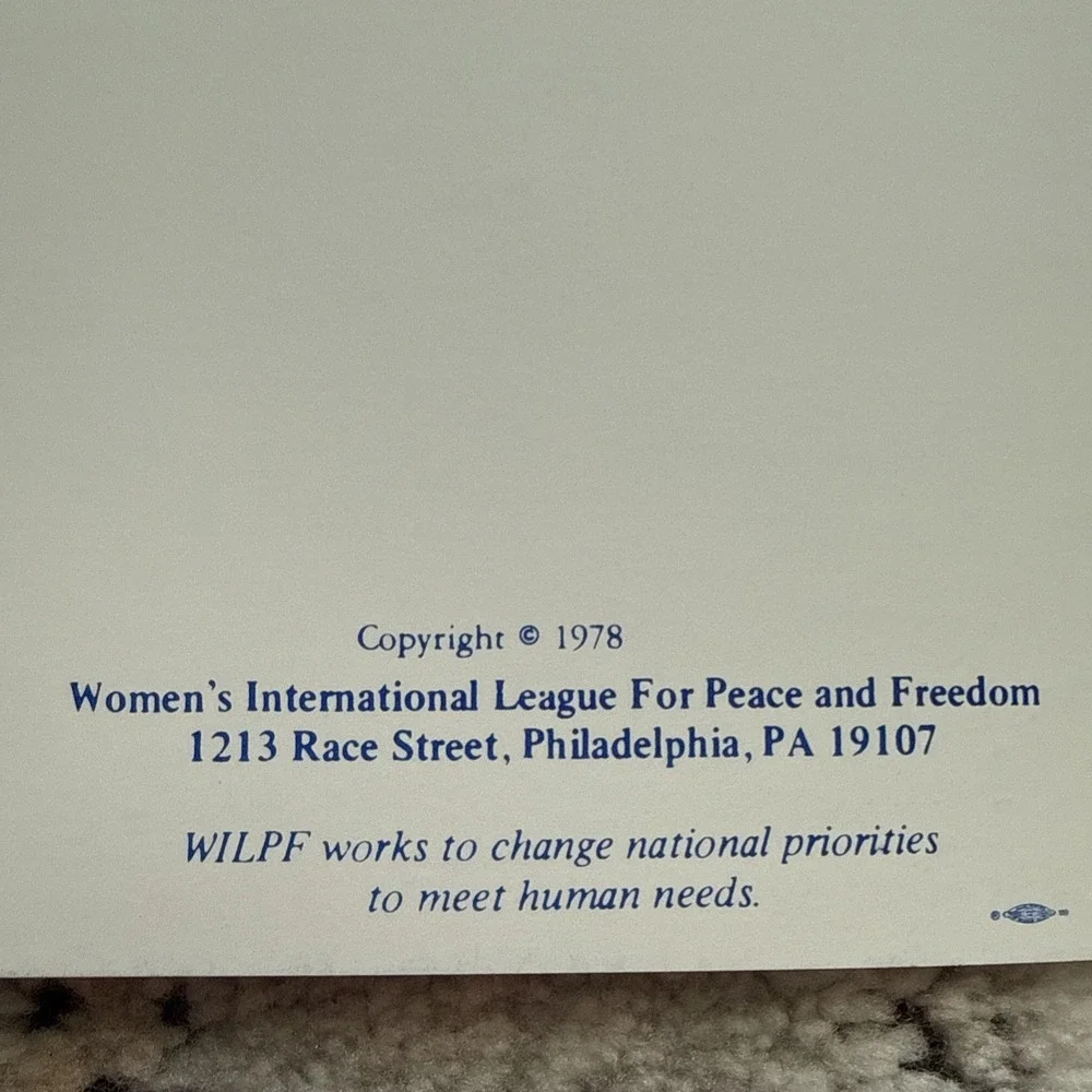 vintage stationery  1978 Women's International League For Peace And Protection